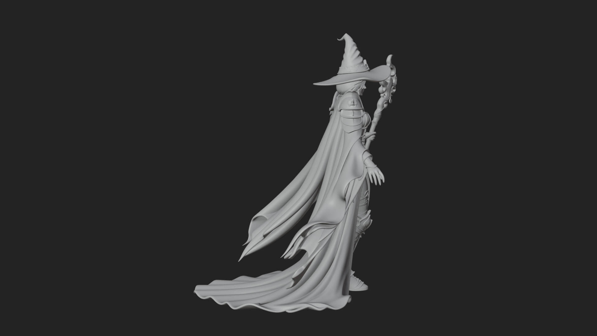 Witch Hat Sorcerer Statue Design 4 3D Print Model 3D Model