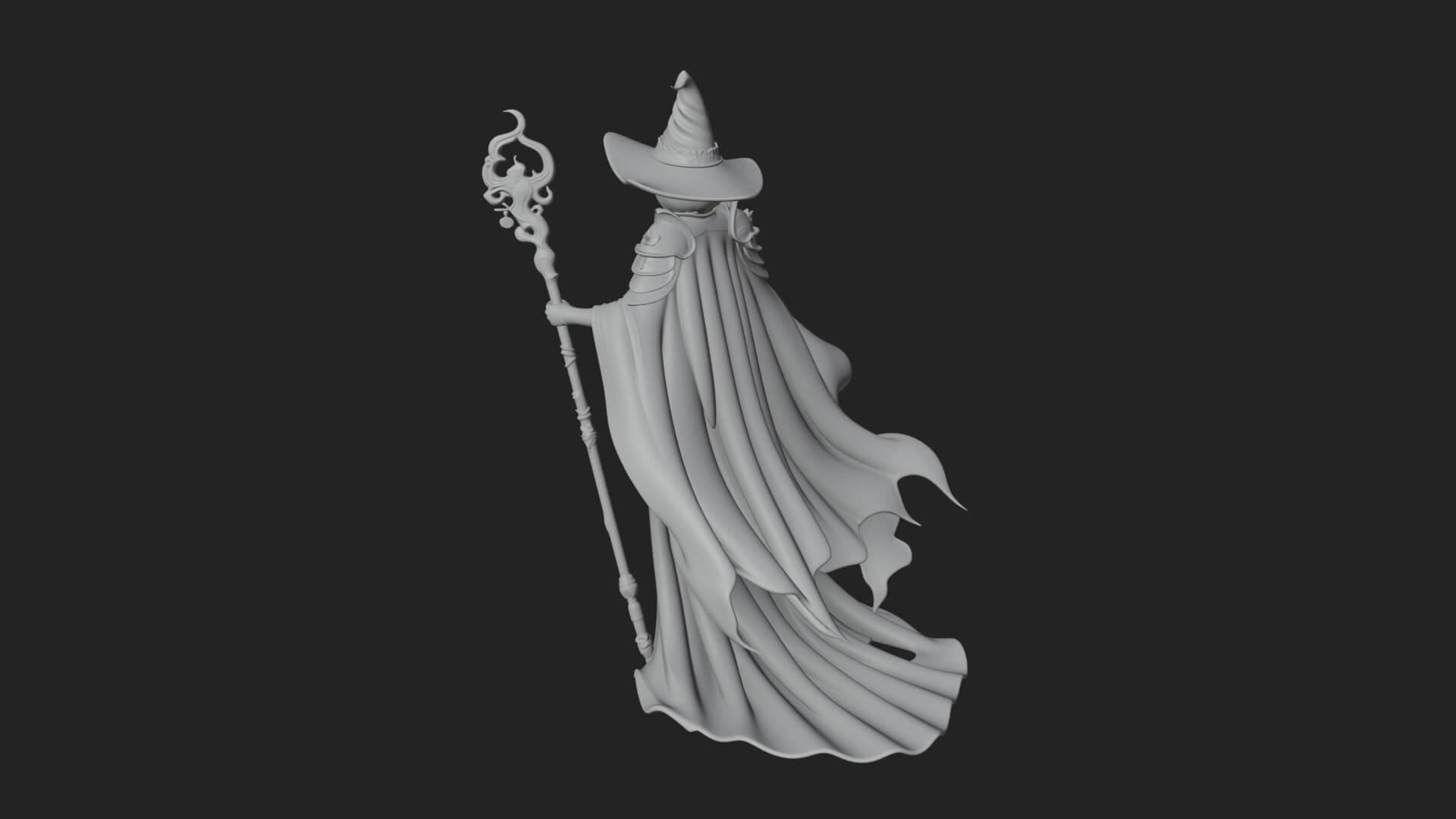 Witch Hat Sorcerer Statue Design 4 3D Print Model 3D Model
