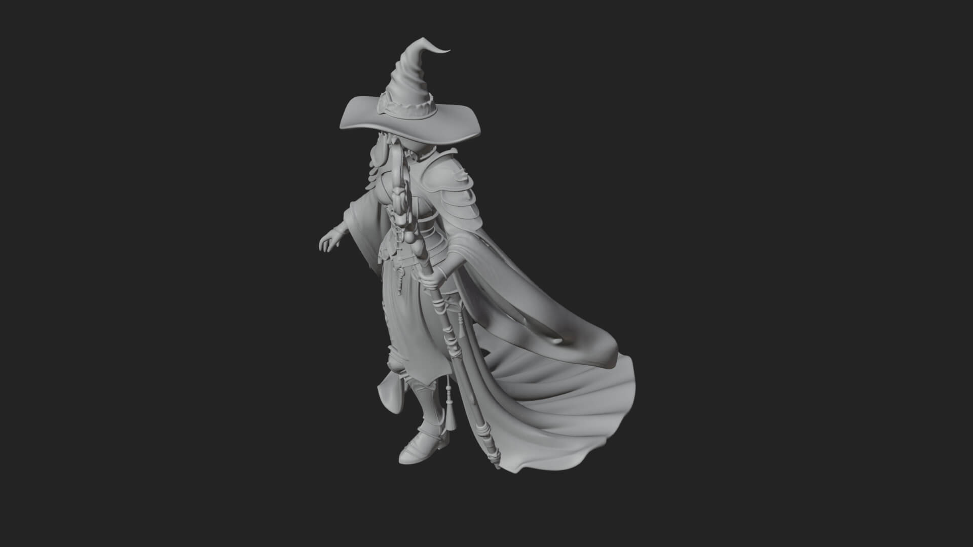 Witch Hat Sorcerer Statue Design 4 3D Print Model 3D Model