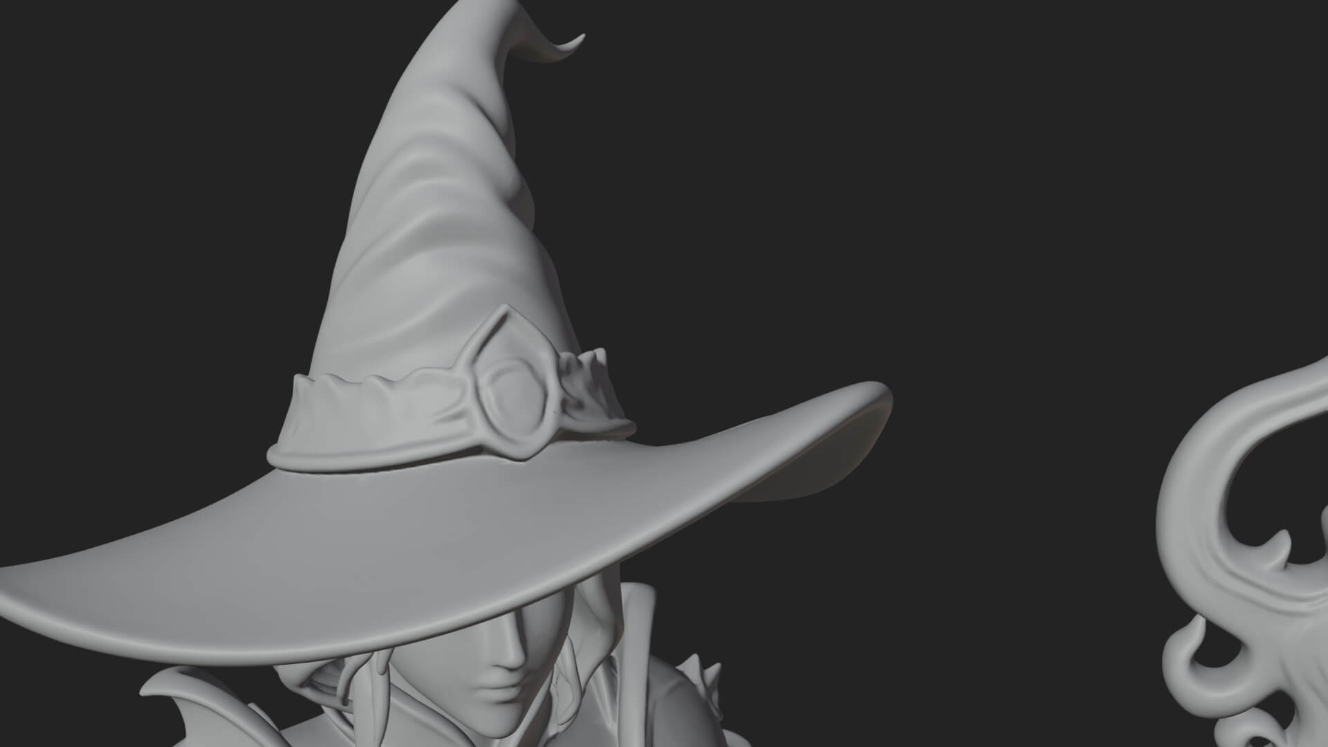 Witch Hat Sorcerer Statue Design 4 3D Print Model 3D Model