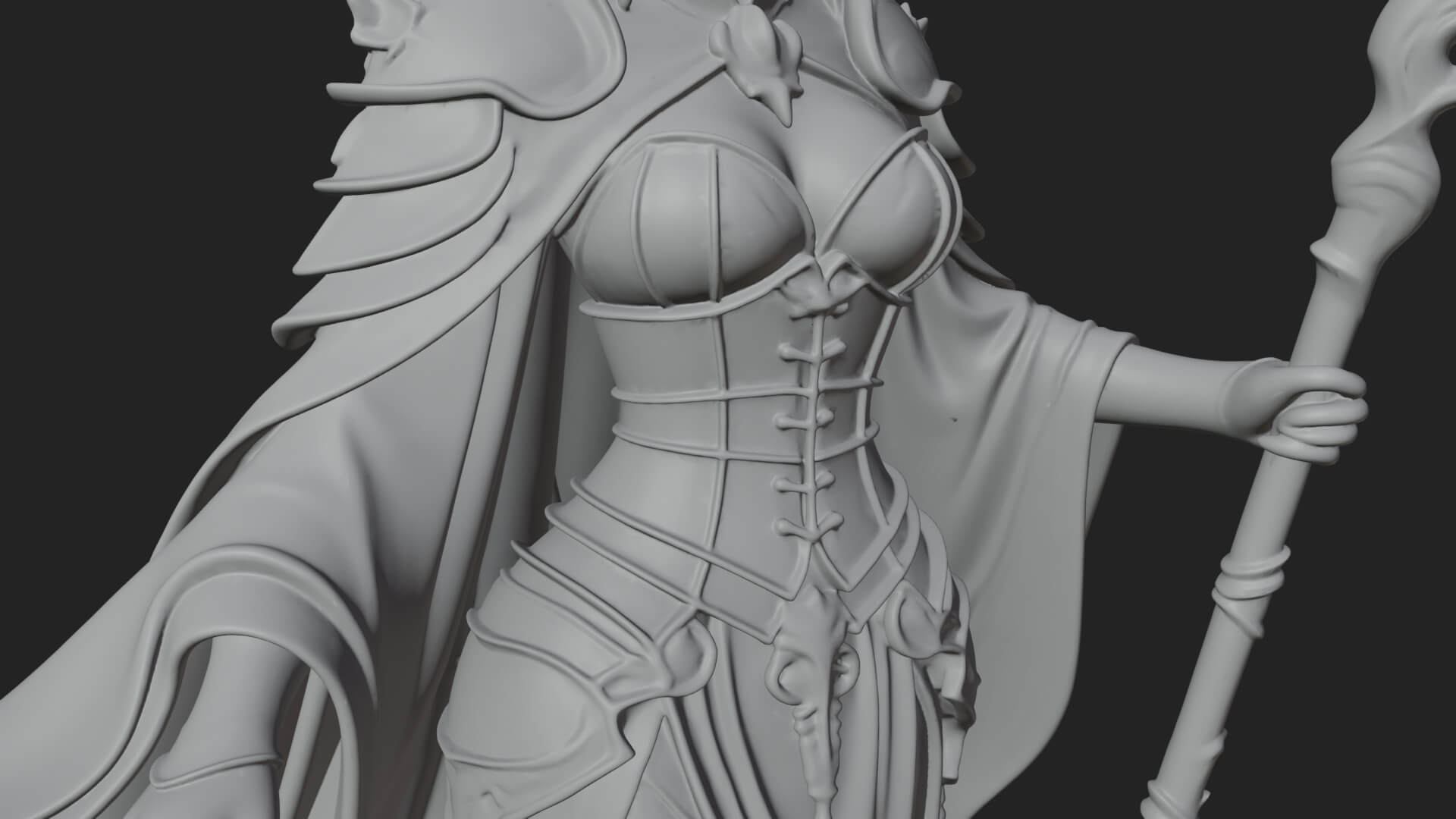 Witch Hat Sorcerer Statue Design 4 3D Print Model 3D Model