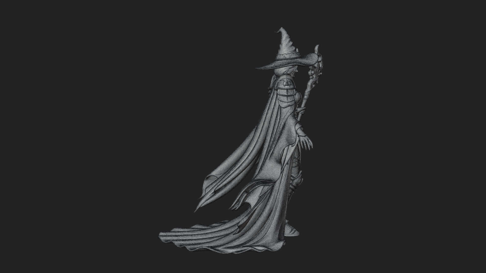 Witch Hat Sorcerer Statue Design 4 3D Print Model 3D Model