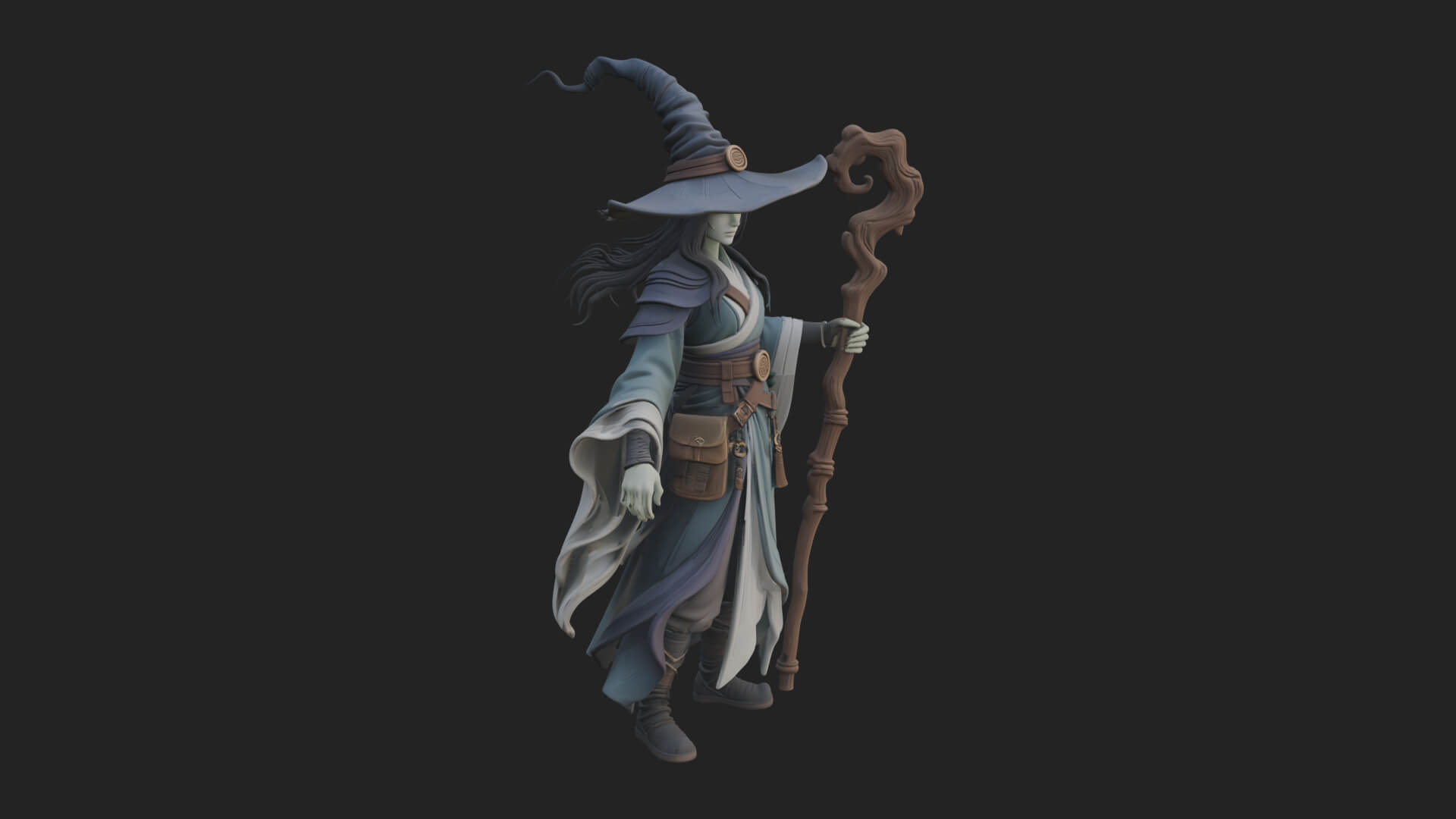 Witch Hat Sorcerer Statue Design 5 3d Print Model 3D Model