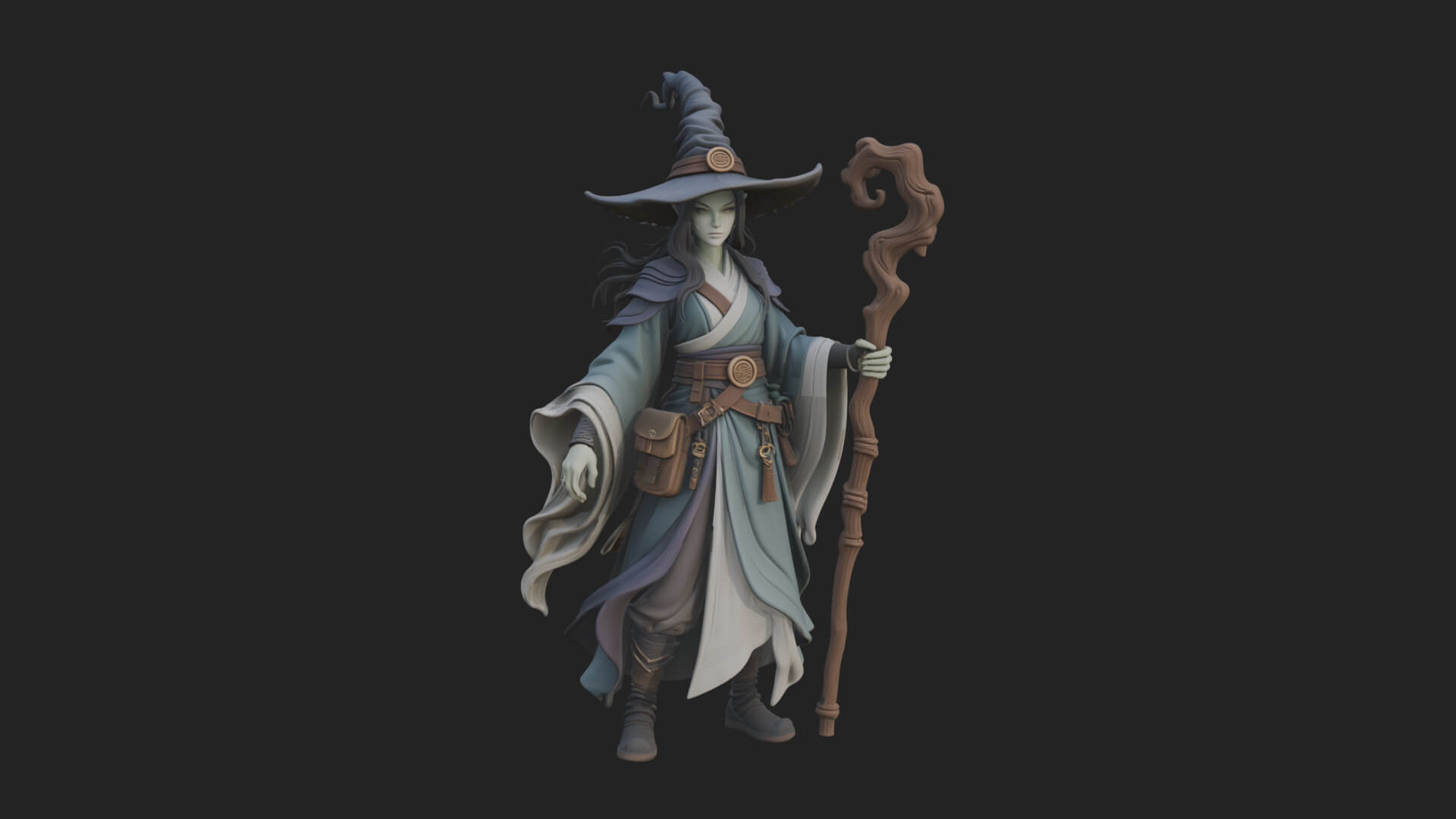 Witch Hat Sorcerer Statue Design 5 3d Print Model 3D Model
