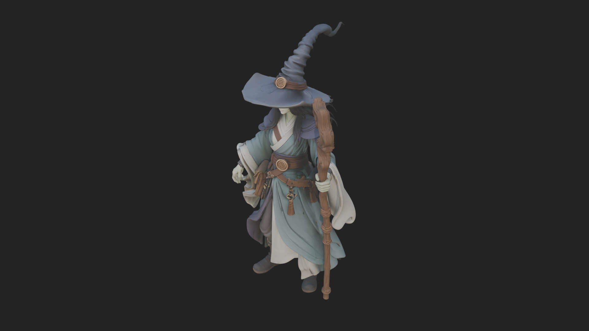 Witch Hat Sorcerer Statue Design 5 3d Print Model 3D Model