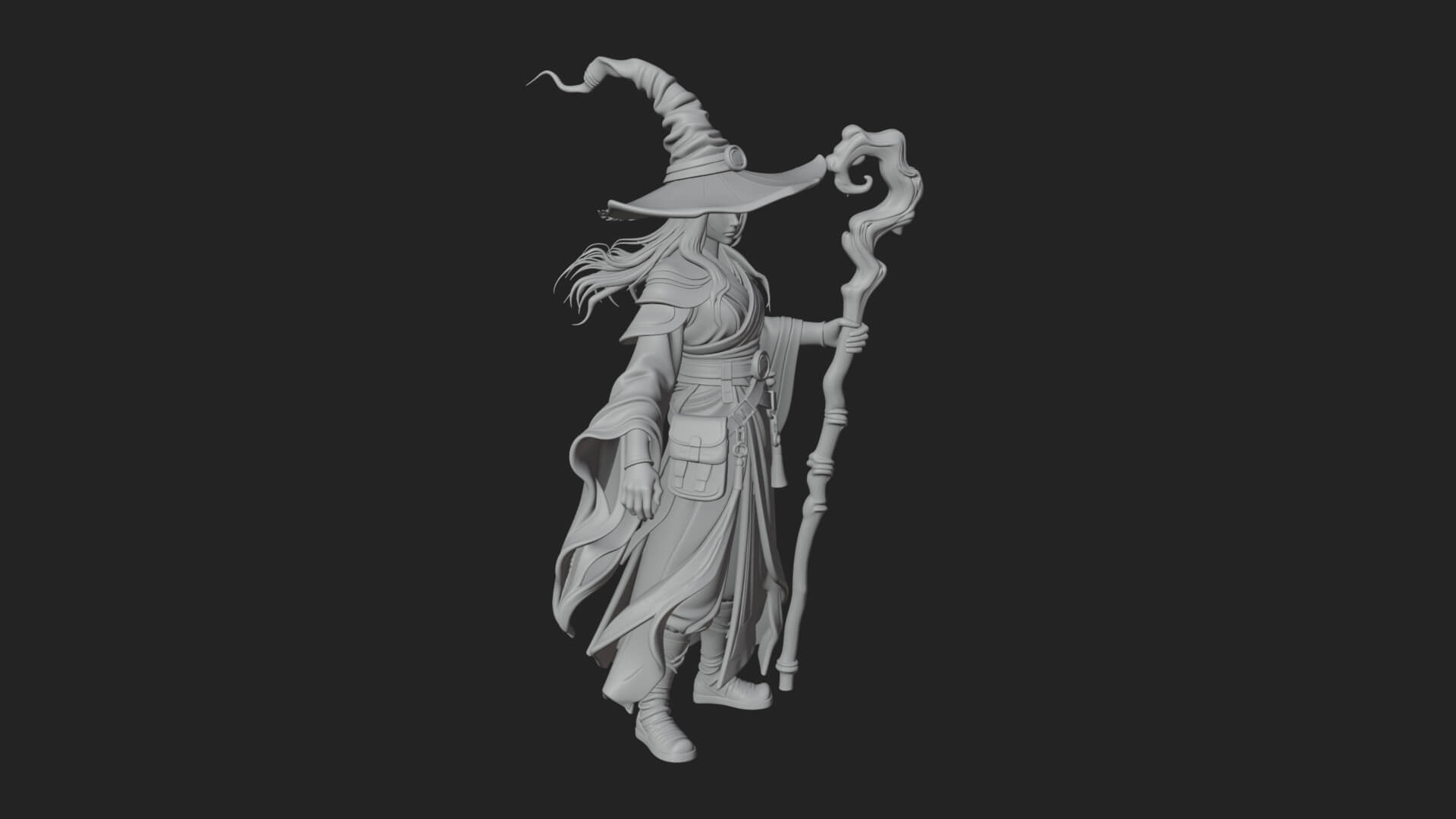 Witch Hat Sorcerer Statue Design 5 3d Print Model 3D Model