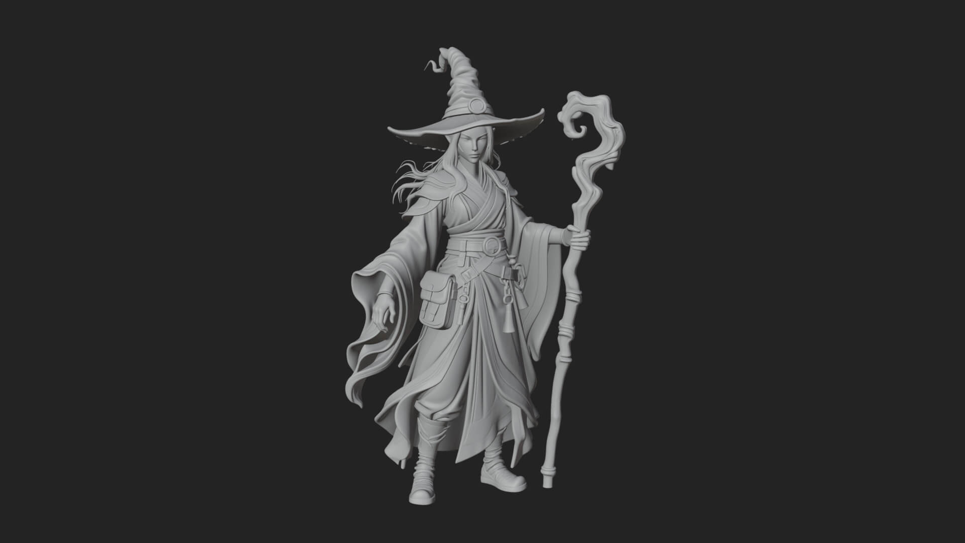 Witch Hat Sorcerer Statue Design 5 3d Print Model 3D Model