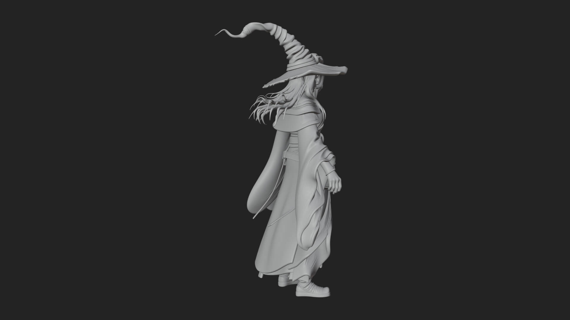 Witch Hat Sorcerer Statue Design 5 3d Print Model 3D Model