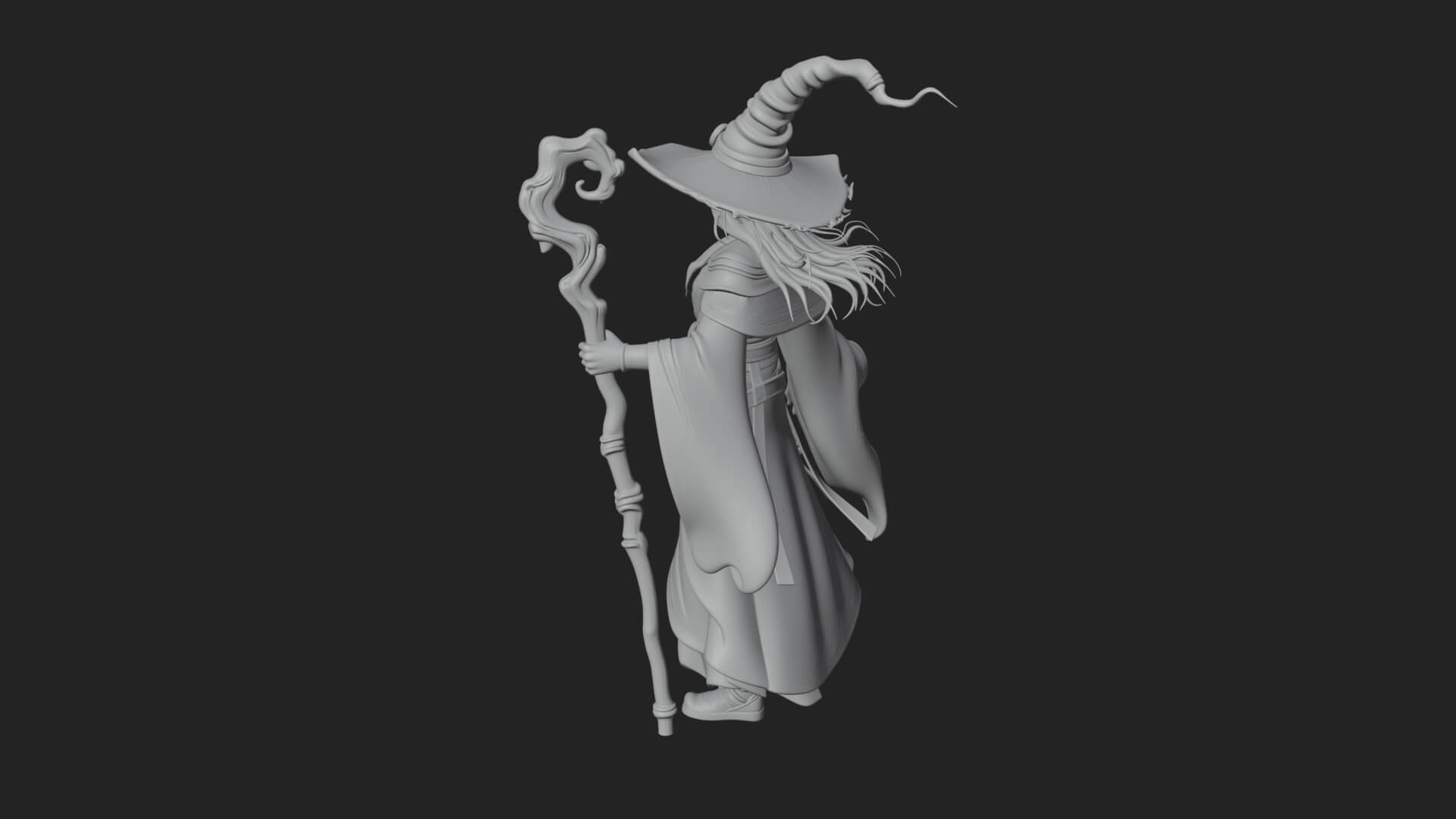 Witch Hat Sorcerer Statue Design 5 3d Print Model 3D Model