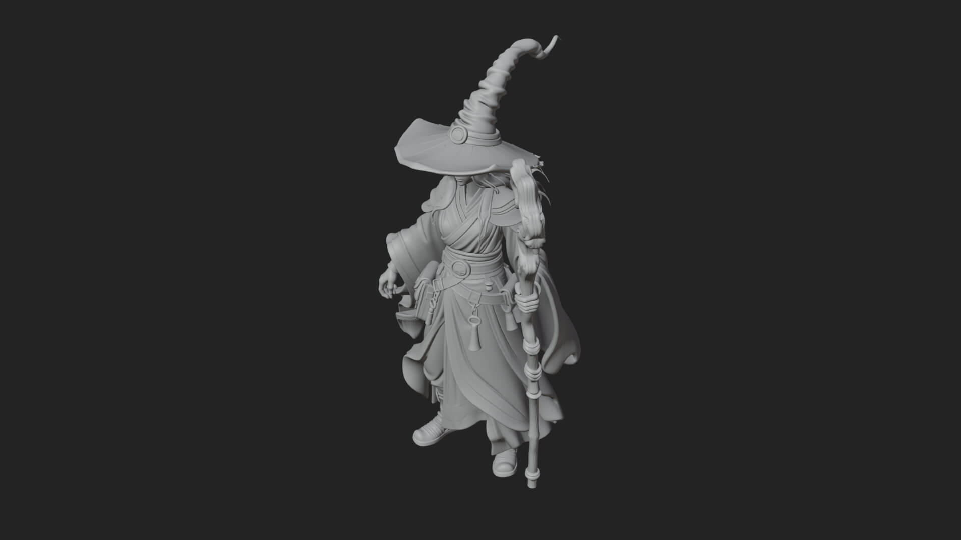 Witch Hat Sorcerer Statue Design 5 3d Print Model 3D Model