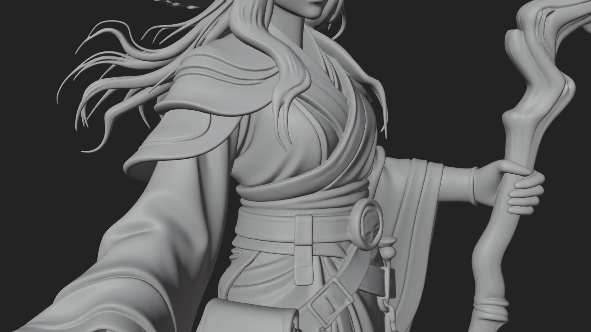 Witch Hat Sorcerer Statue Design 5 3d Print Model 3D Model