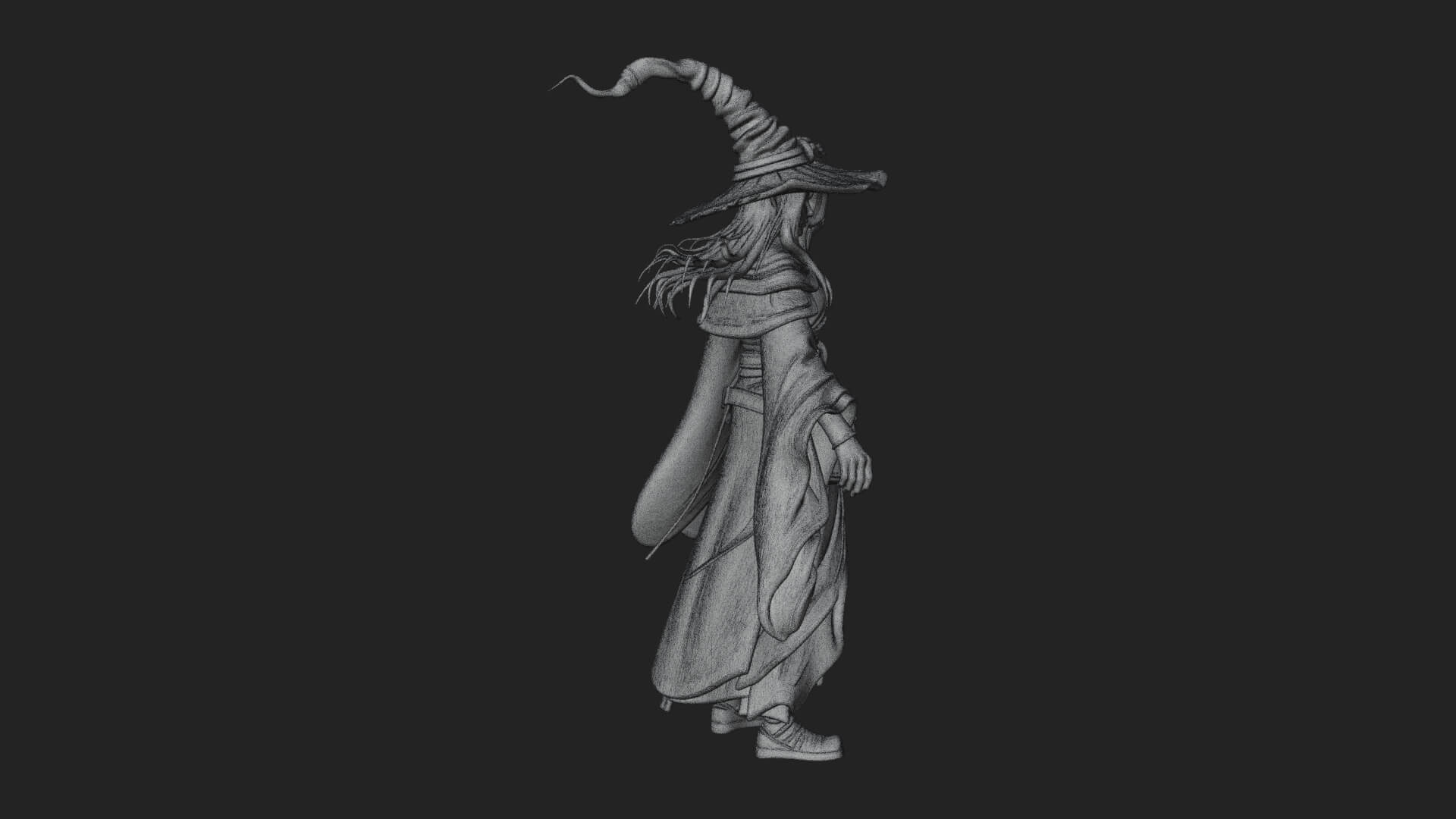 Witch Hat Sorcerer Statue Design 5 3d Print Model 3D Model