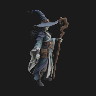 Witch Hat Sorcerer Statue Design 5 3d Print Model