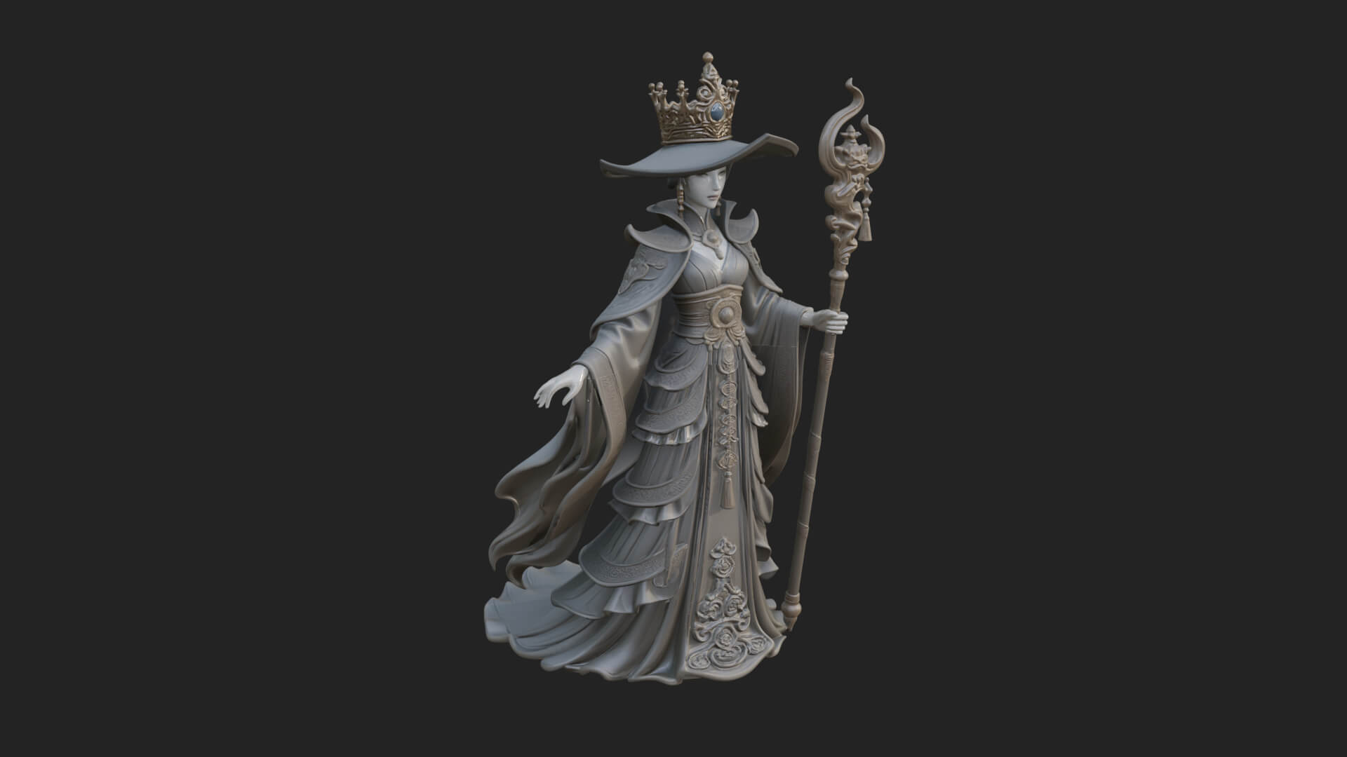 Witch Hat Sorcerer Statue Design 6 3D Print Model 3D Model