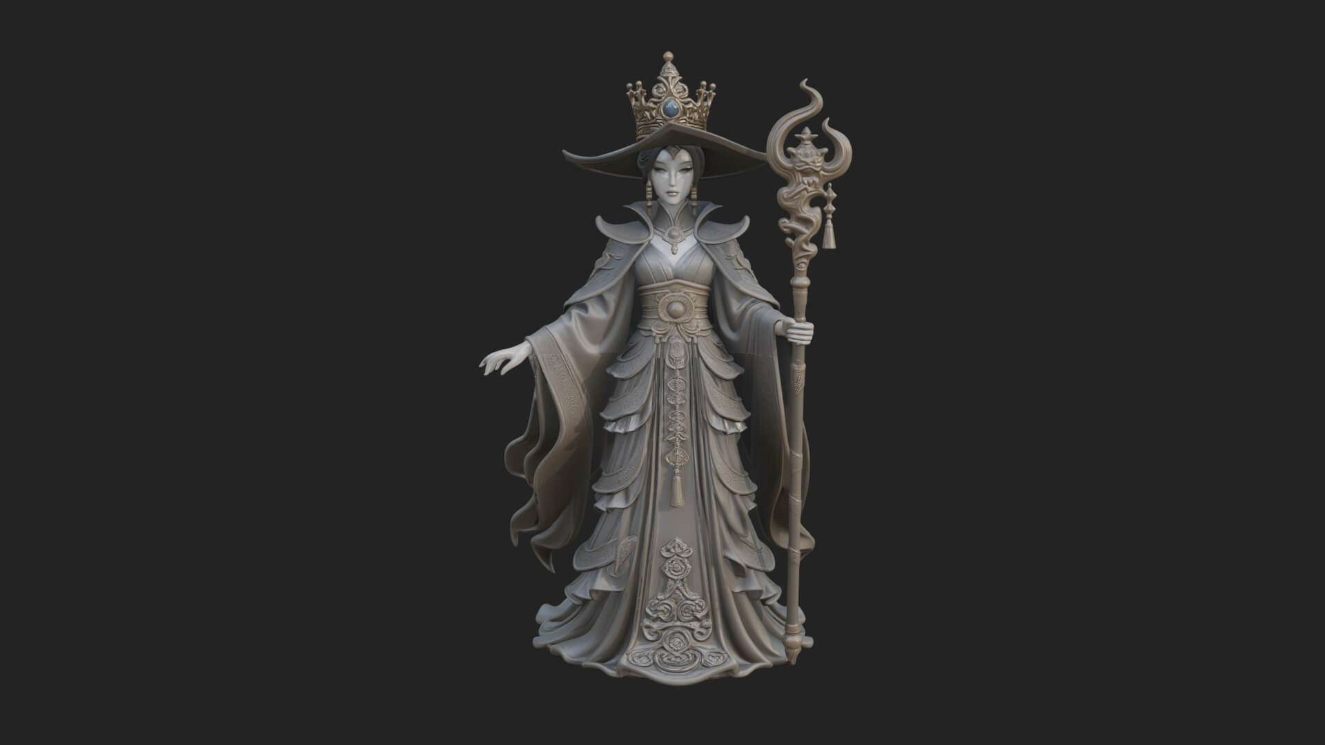 Witch Hat Sorcerer Statue Design 6 3D Print Model 3D Model