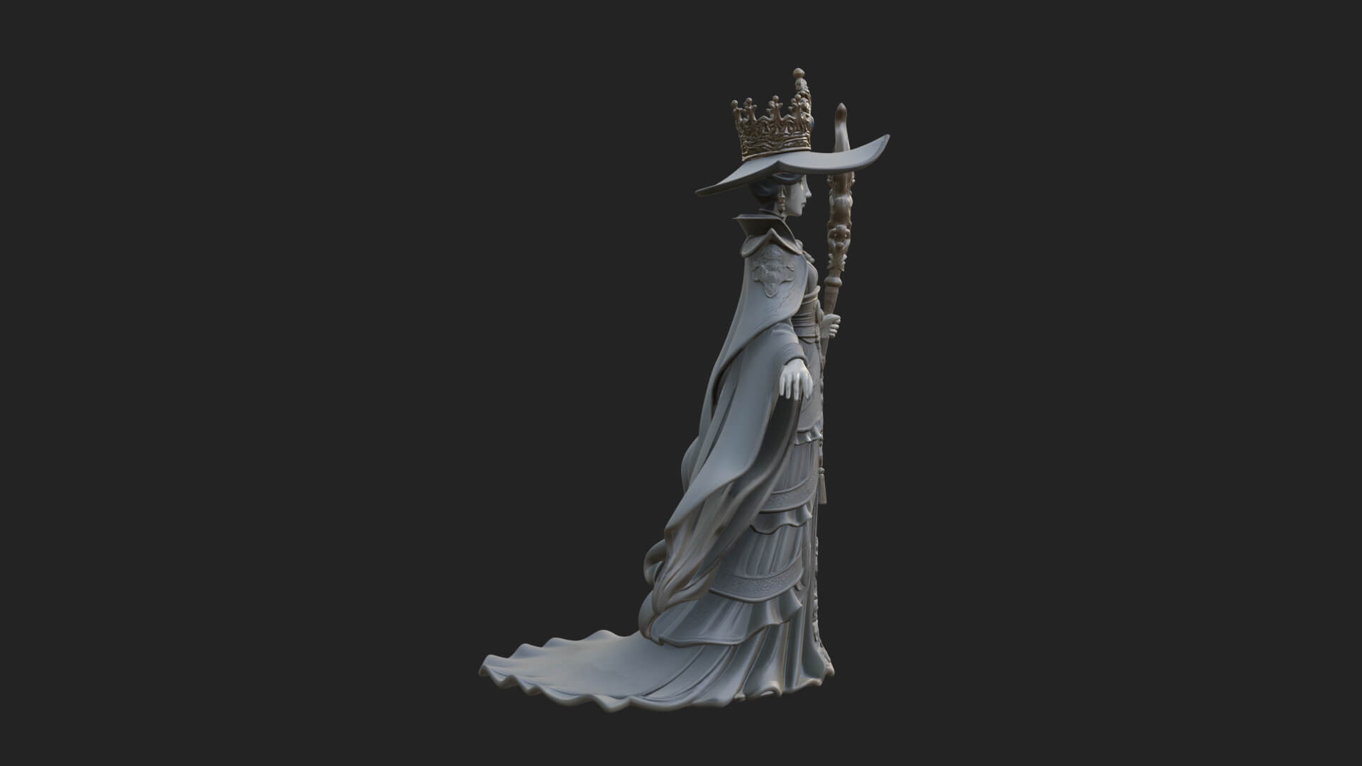 Witch Hat Sorcerer Statue Design 6 3D Print Model 3D Model