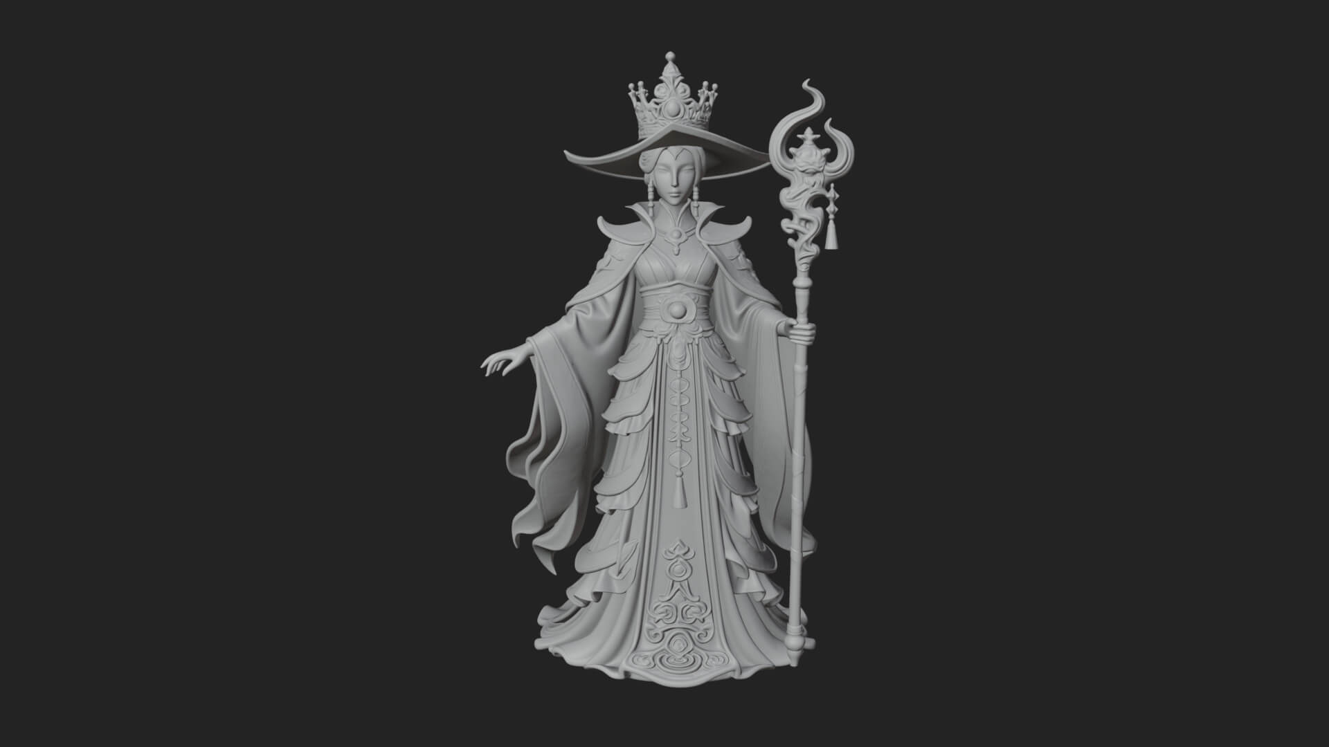 Witch Hat Sorcerer Statue Design 6 3D Print Model 3D Model