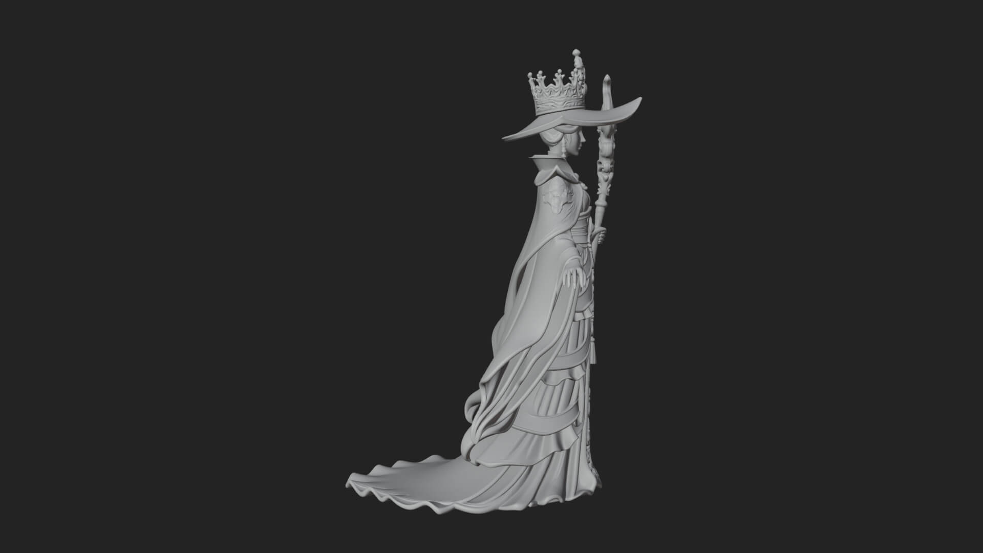 Witch Hat Sorcerer Statue Design 6 3D Print Model 3D Model