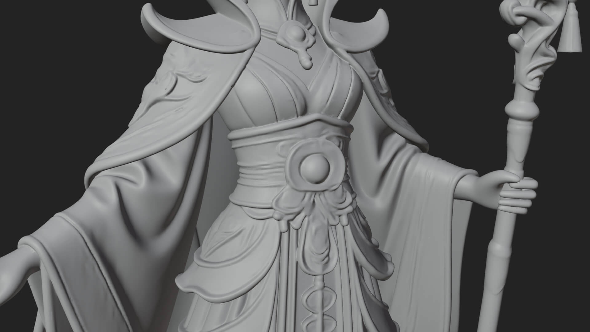 Witch Hat Sorcerer Statue Design 6 3D Print Model 3D Model