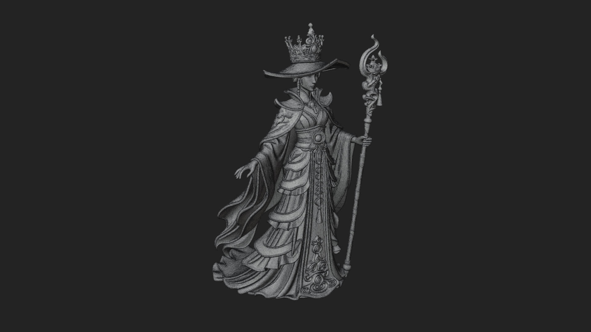 Witch Hat Sorcerer Statue Design 6 3D Print Model 3D Model