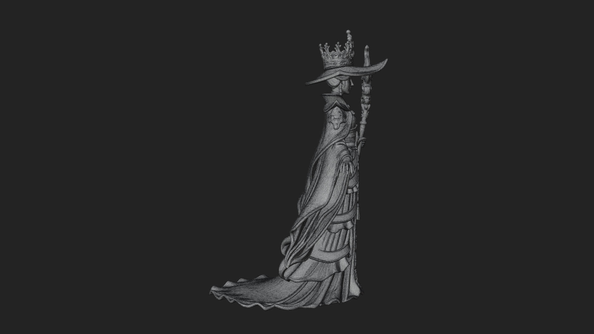 Witch Hat Sorcerer Statue Design 6 3D Print Model 3D Model