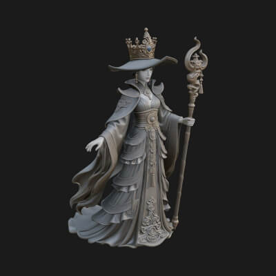 Witch Hat Sorcerer Statue Design 6 3D Print Model