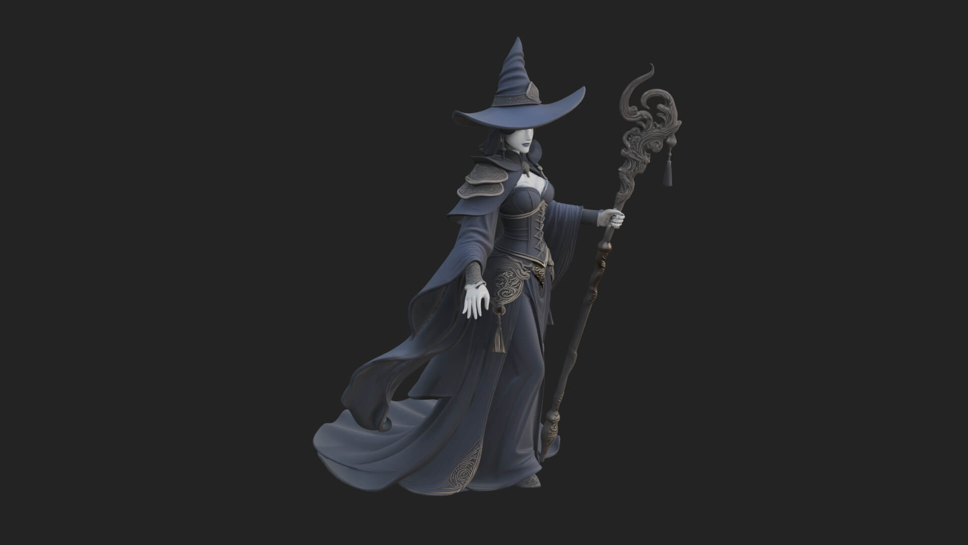 Witch Hat Sorcerer Statue Design 7 3D Print Model 3D Model