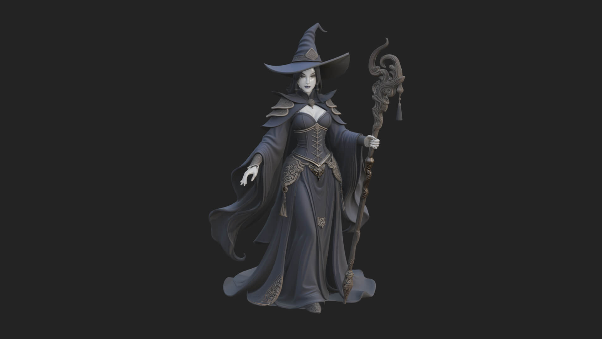 Witch Hat Sorcerer Statue Design 7 3D Print Model 3D Model