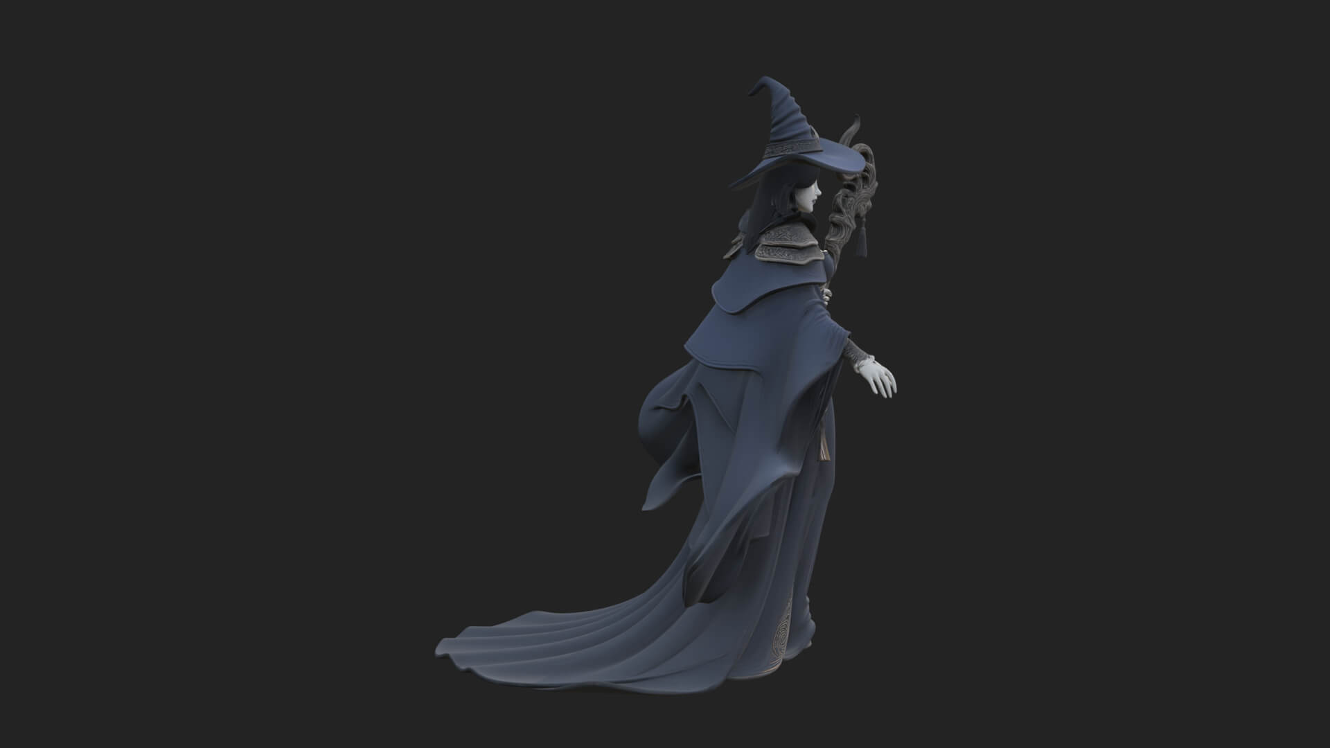 Witch Hat Sorcerer Statue Design 7 3D Print Model 3D Model