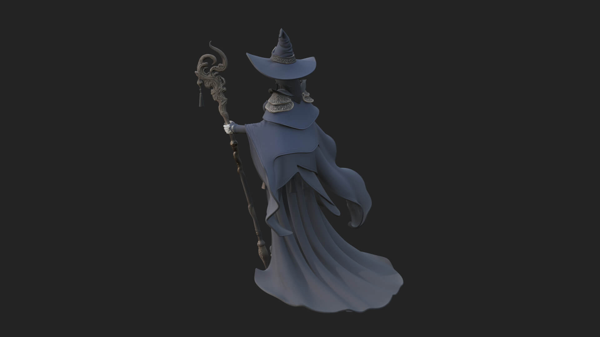 Witch Hat Sorcerer Statue Design 7 3D Print Model 3D Model