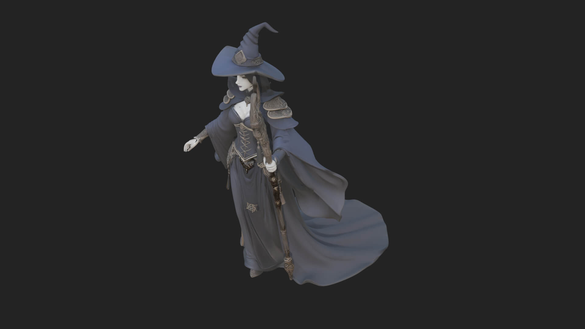 Witch Hat Sorcerer Statue Design 7 3D Print Model 3D Model