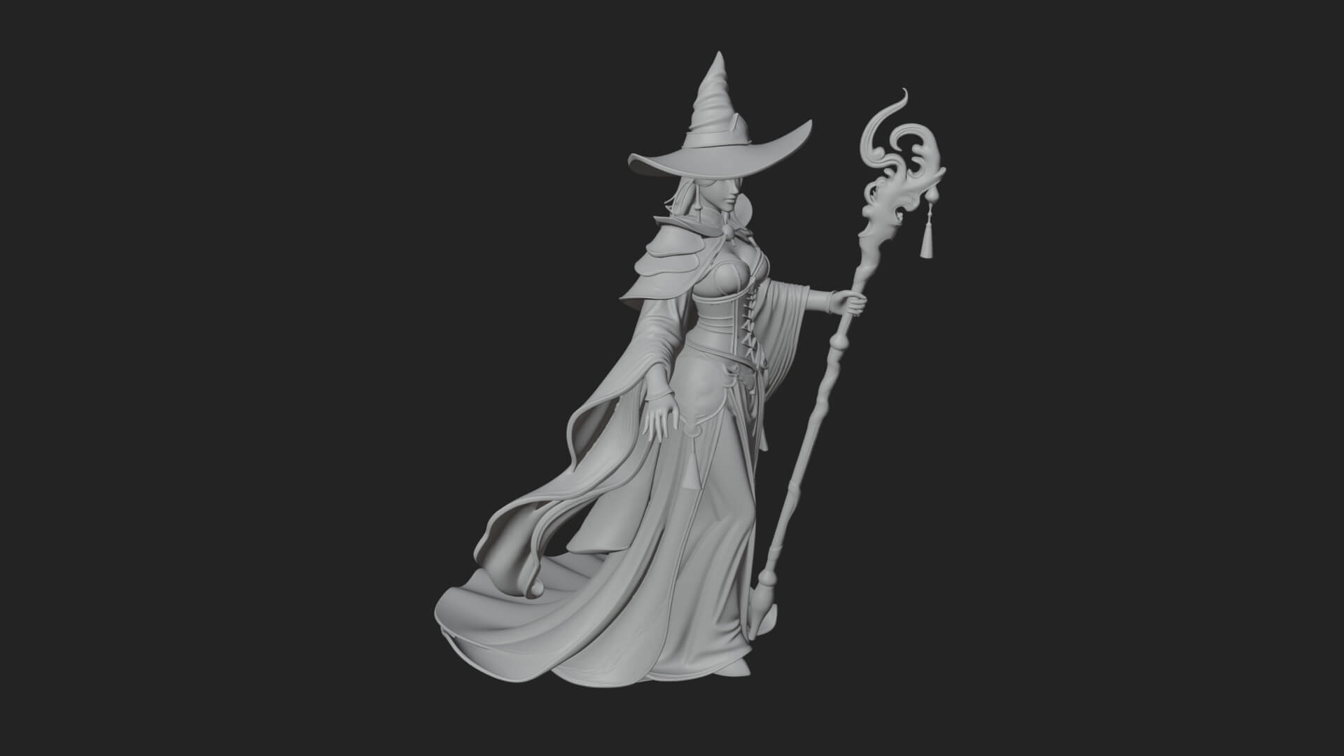 Witch Hat Sorcerer Statue Design 7 3D Print Model 3D Model