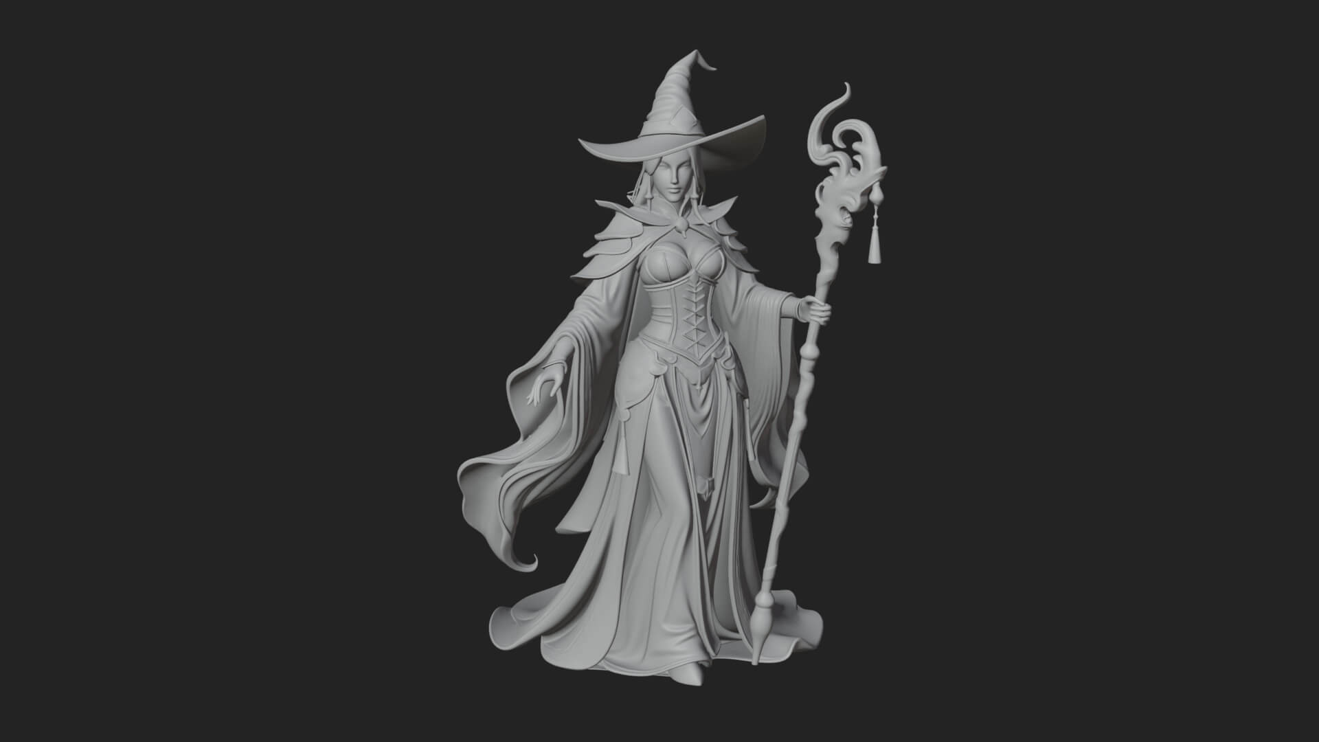 Witch Hat Sorcerer Statue Design 7 3D Print Model 3D Model