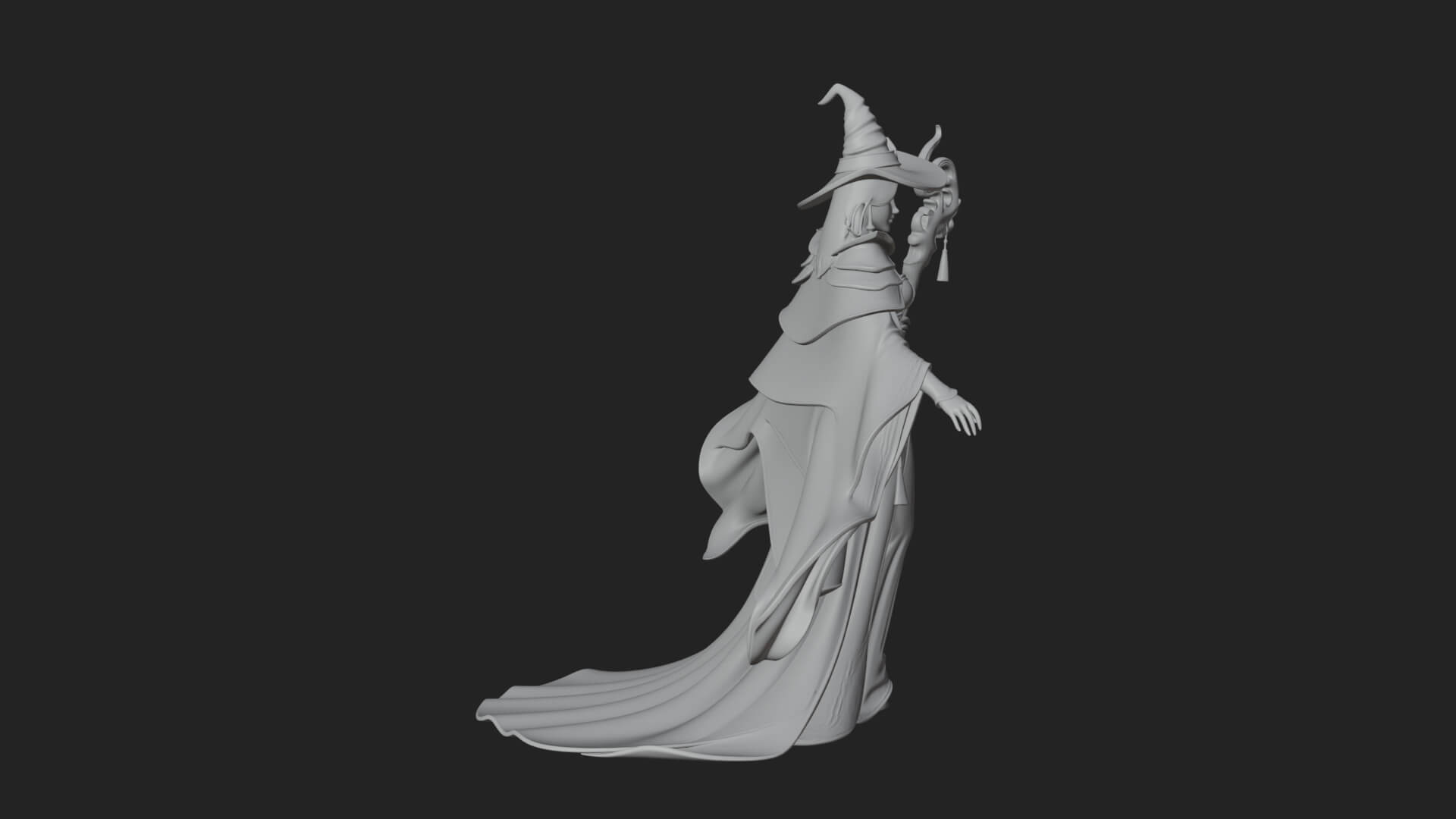 Witch Hat Sorcerer Statue Design 7 3D Print Model 3D Model