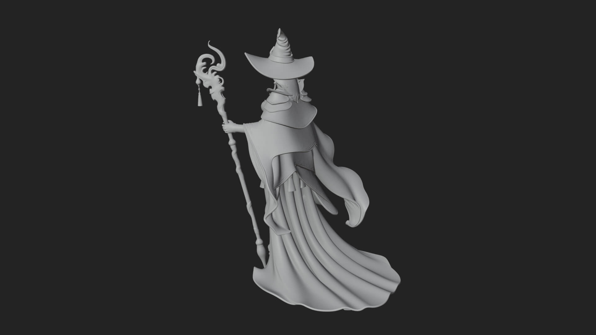 Witch Hat Sorcerer Statue Design 7 3D Print Model 3D Model