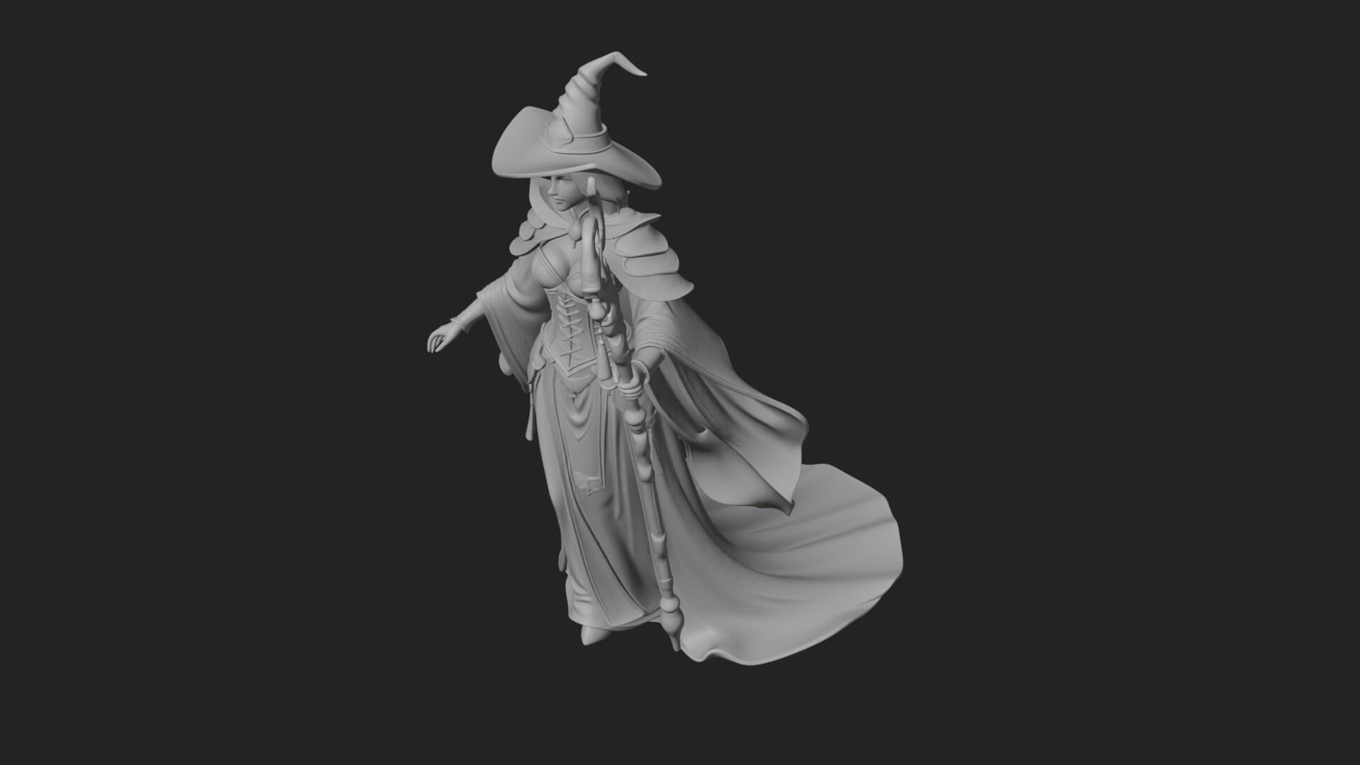 Witch Hat Sorcerer Statue Design 7 3D Print Model 3D Model