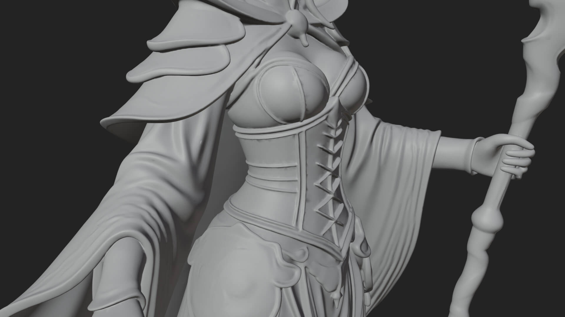 Witch Hat Sorcerer Statue Design 7 3D Print Model 3D Model