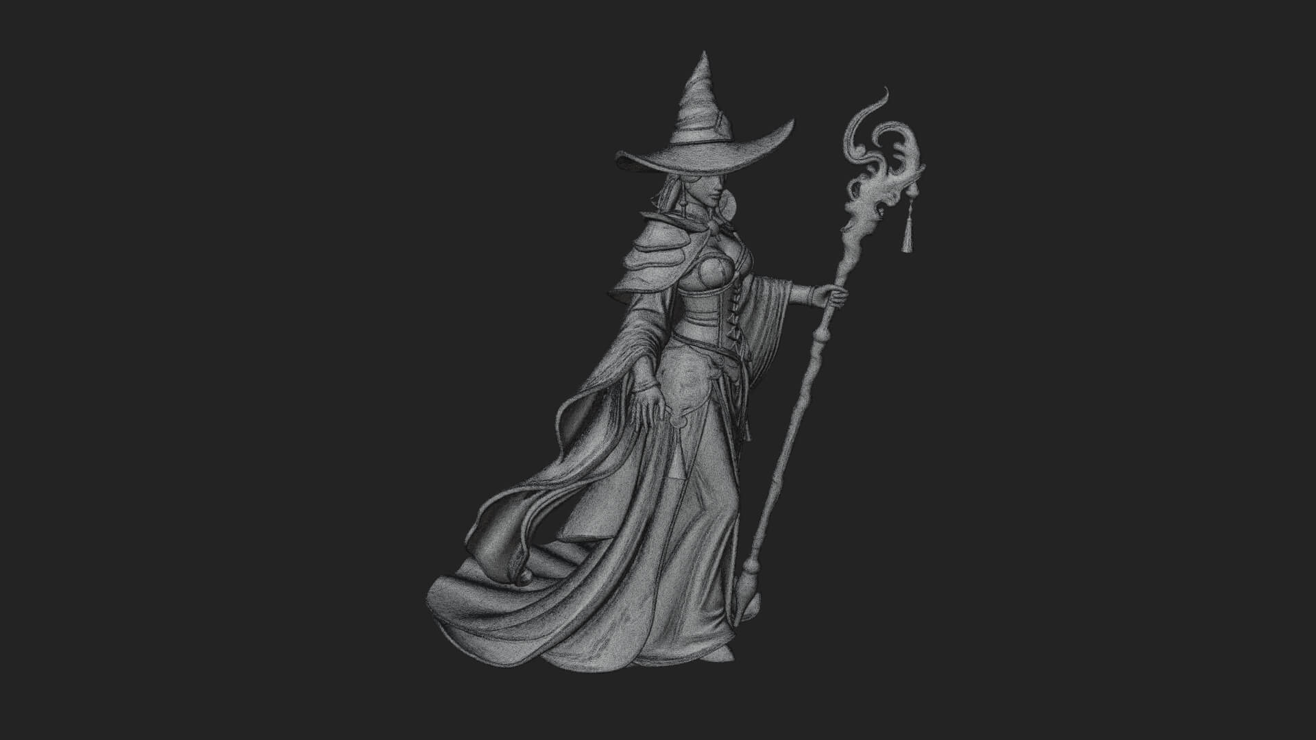 Witch Hat Sorcerer Statue Design 7 3D Print Model 3D Model