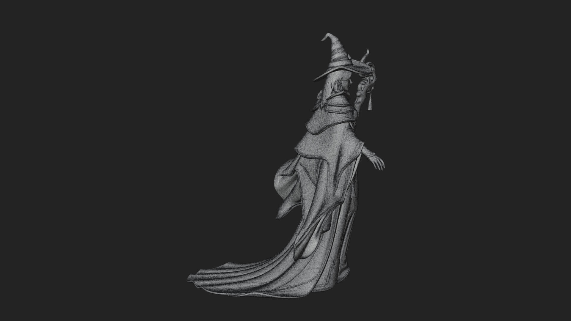 Witch Hat Sorcerer Statue Design 7 3D Print Model 3D Model