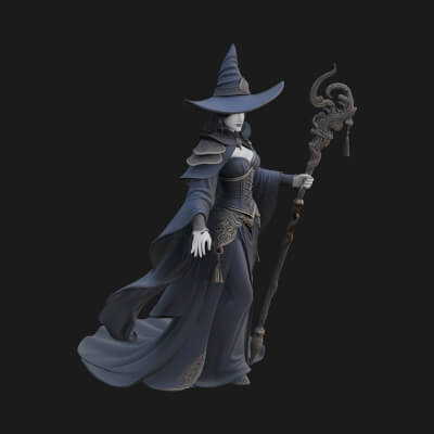 Witch Hat Sorcerer Statue Design 7 3D Print Model