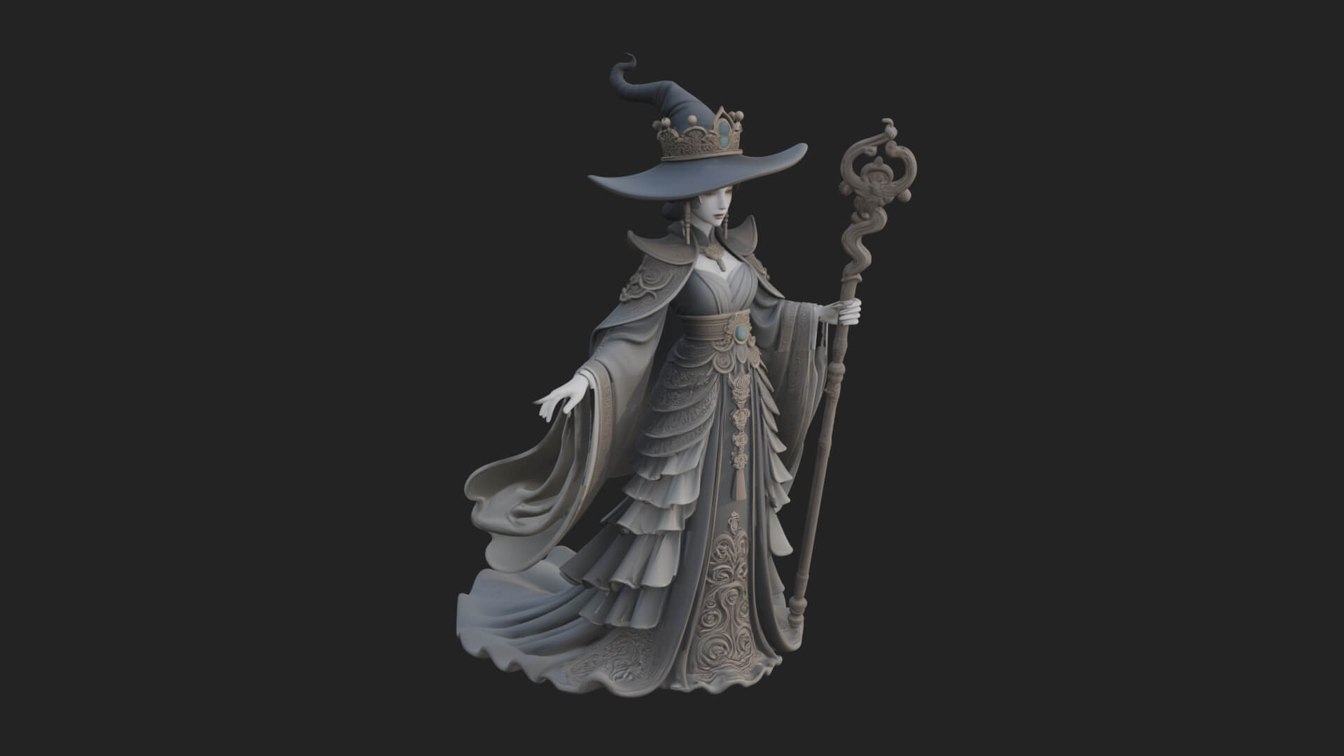Witch Hat Sorcerer Statue Design 8 3D Print Model 3D Model