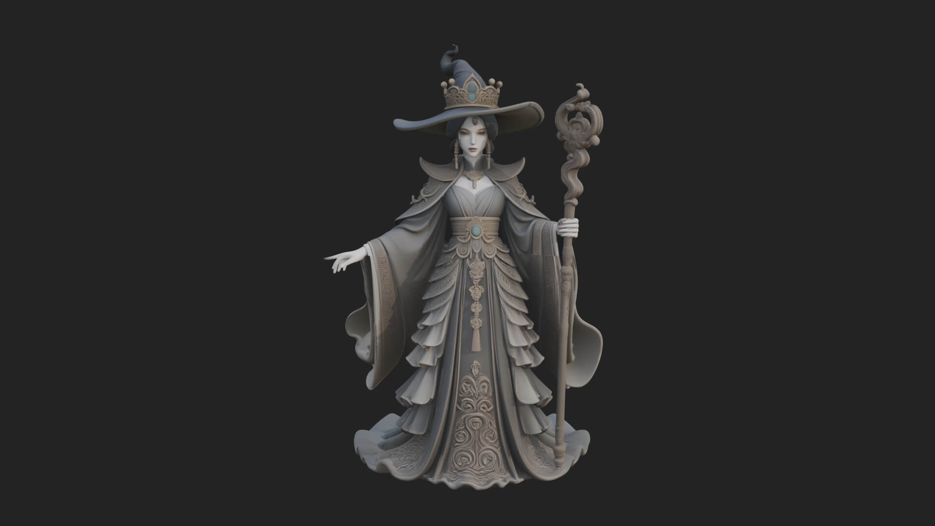 Witch Hat Sorcerer Statue Design 8 3D Print Model 3D Model