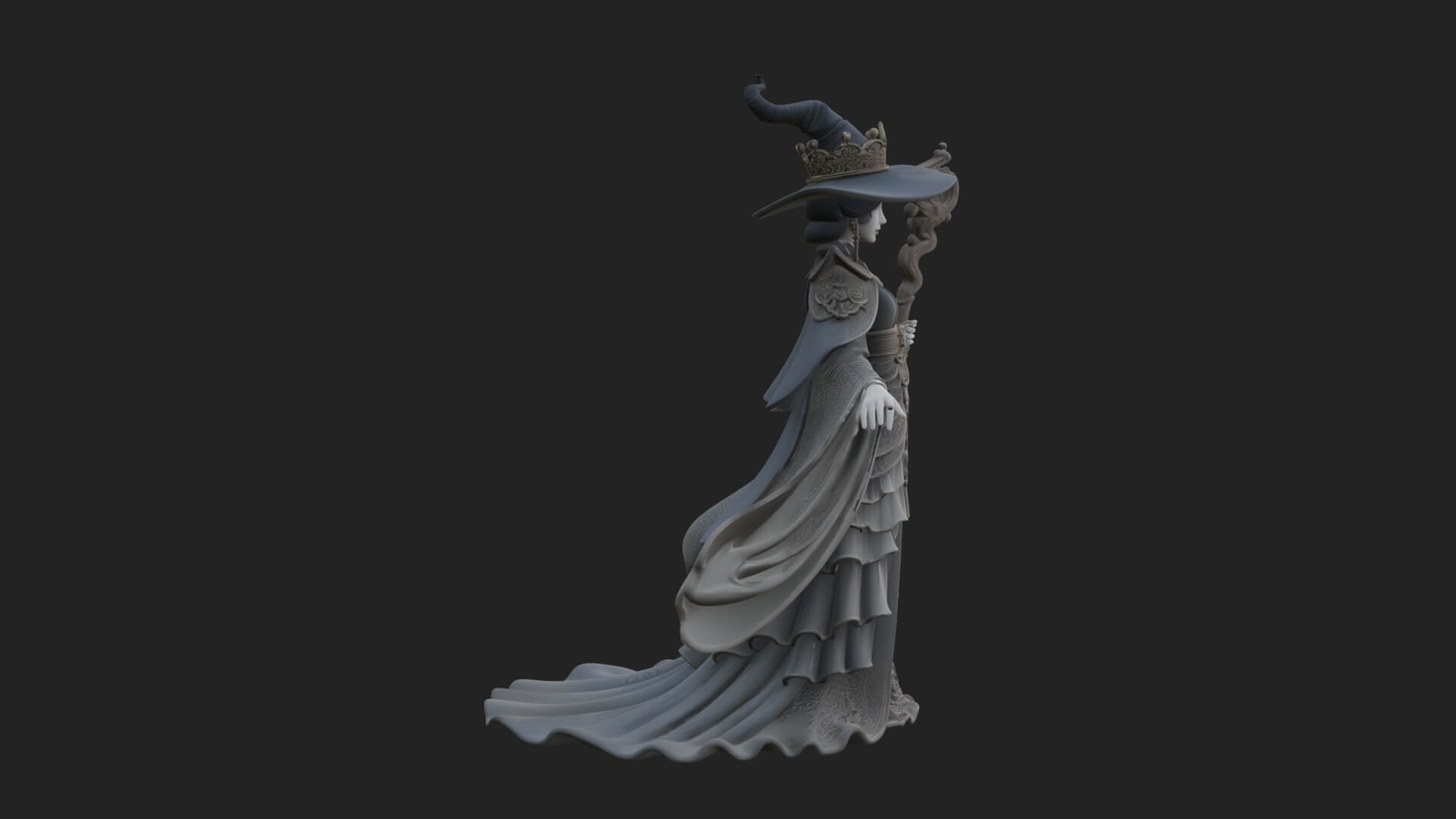Witch Hat Sorcerer Statue Design 8 3D Print Model 3D Model