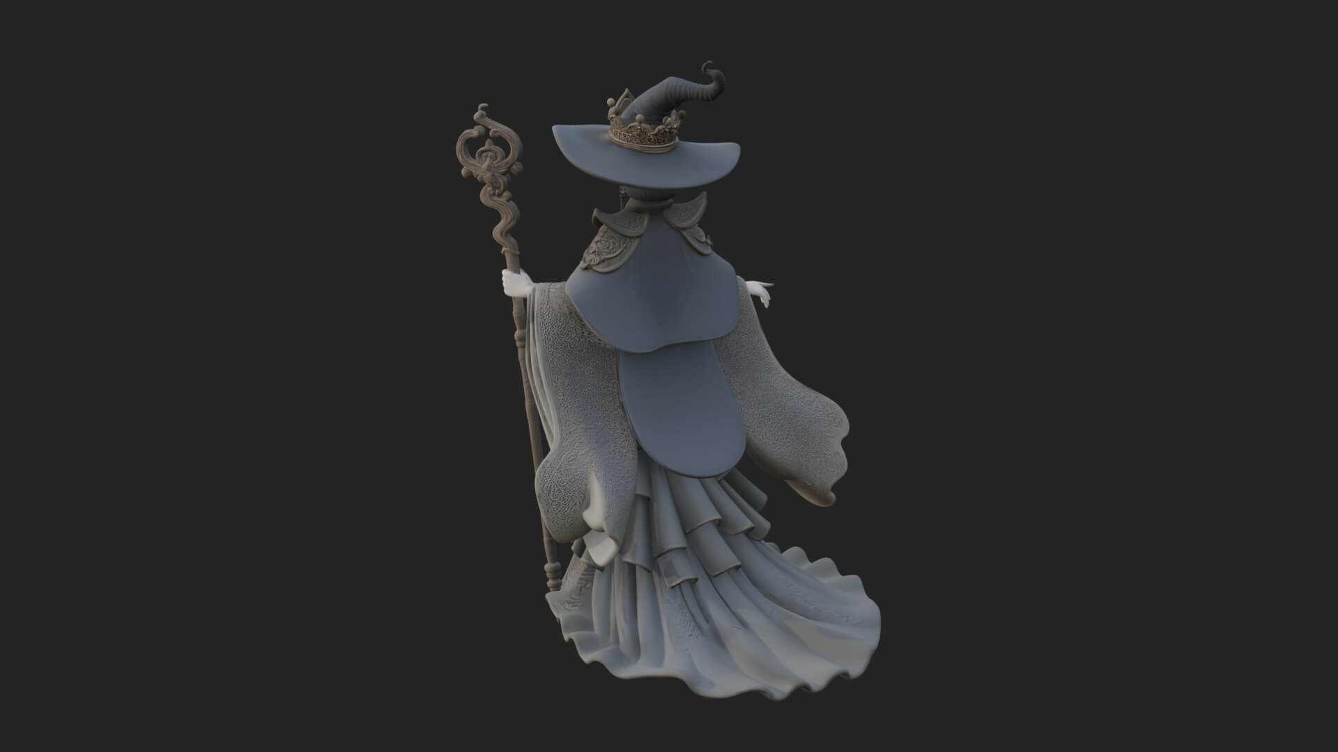 Witch Hat Sorcerer Statue Design 8 3D Print Model 3D Model