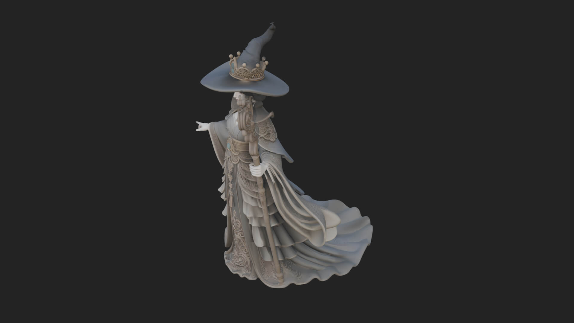 Witch Hat Sorcerer Statue Design 8 3D Print Model 3D Model