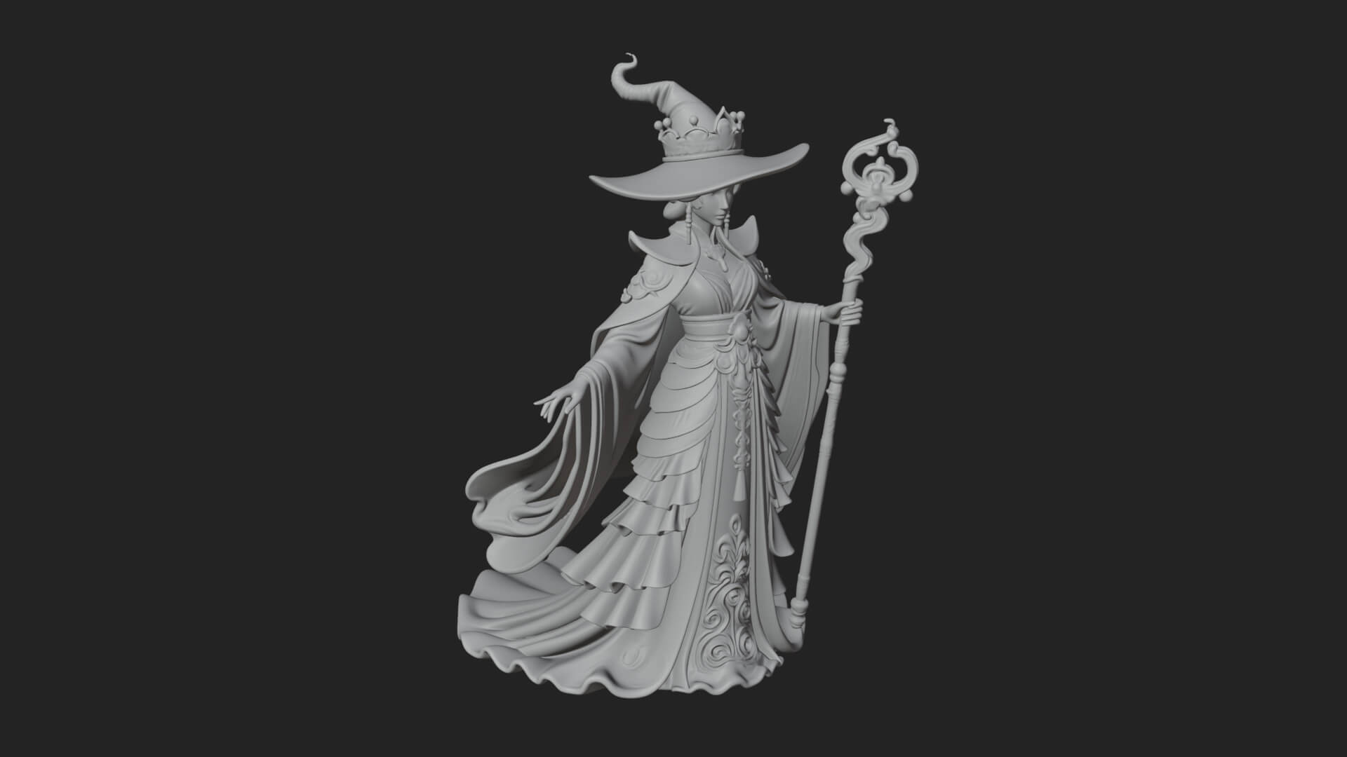 Witch Hat Sorcerer Statue Design 8 3D Print Model 3D Model
