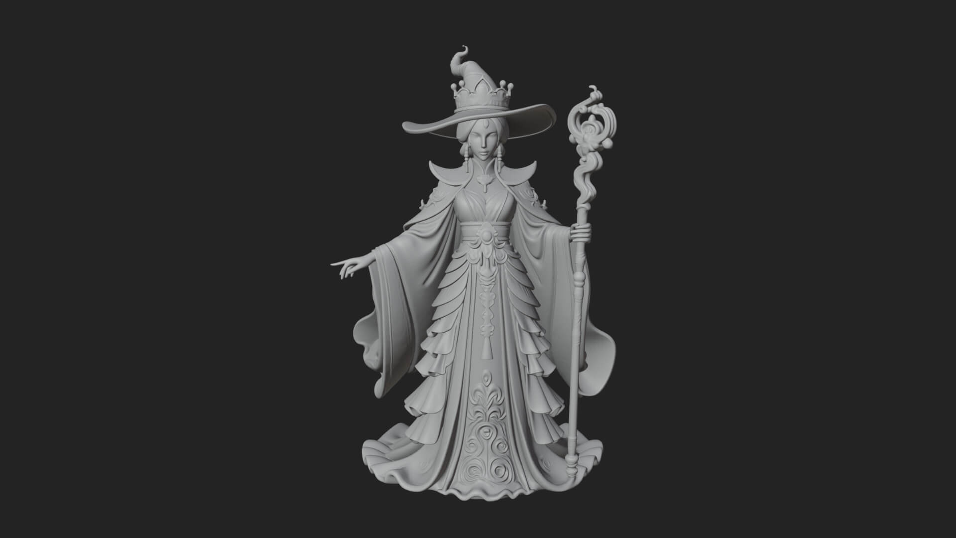 Witch Hat Sorcerer Statue Design 8 3D Print Model 3D Model