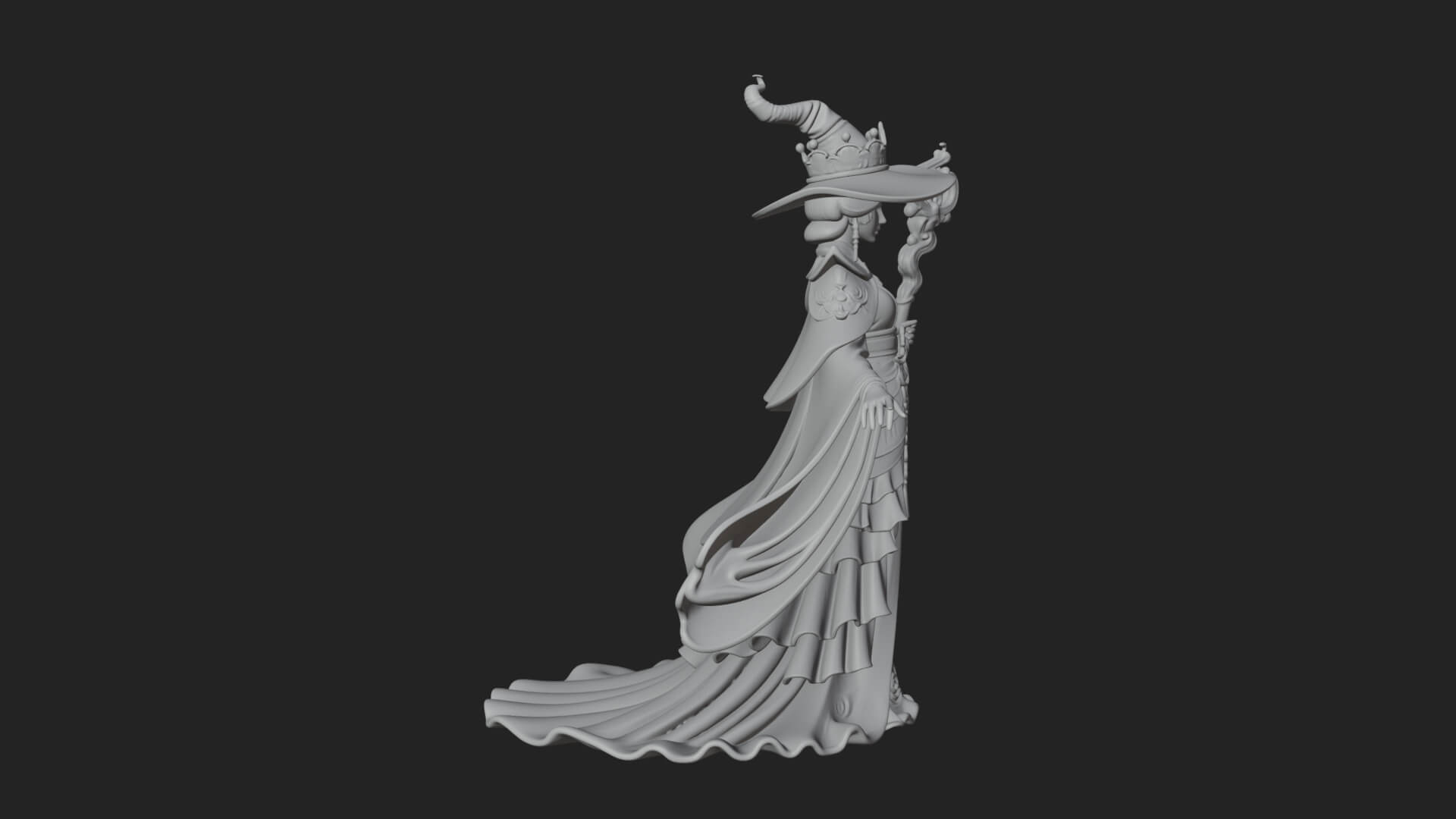 Witch Hat Sorcerer Statue Design 8 3D Print Model 3D Model