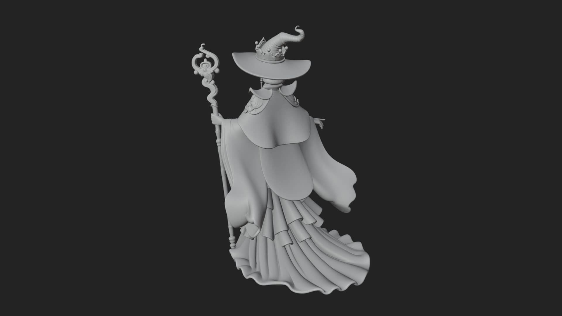 Witch Hat Sorcerer Statue Design 8 3D Print Model 3D Model