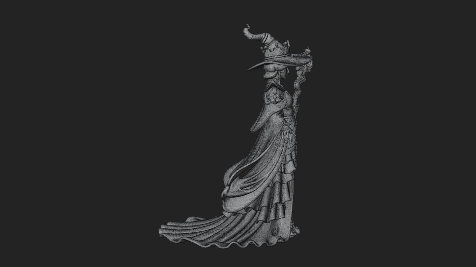 Witch Hat Sorcerer Statue Design 8 3D Print Model 3D Model